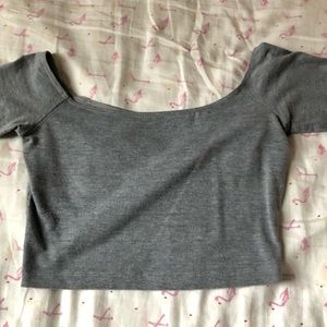 Heather grey off the shoulder crop top
